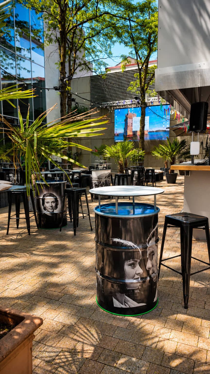 Palmen Garten Bar im Innenhof von Quentin's am Stachus